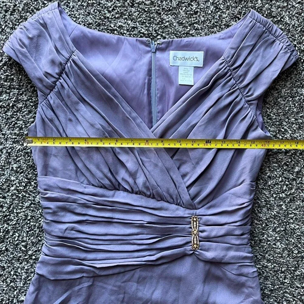 Vintage Lavender Purple Chadwicks 100% Silk 8 Maxi Prom Dress Eveningwear Formal - Picture 6 of 8